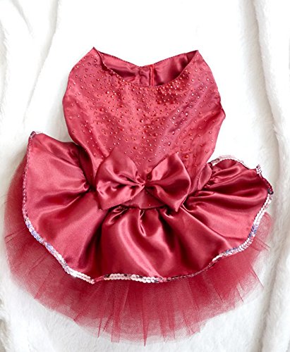 ONOR-Tech Lovely Cute Bling Bling Doggy Apparel Clothes Pet Puppy Dog Cat Bow Tutu Princess Dress Wedding Party Dress