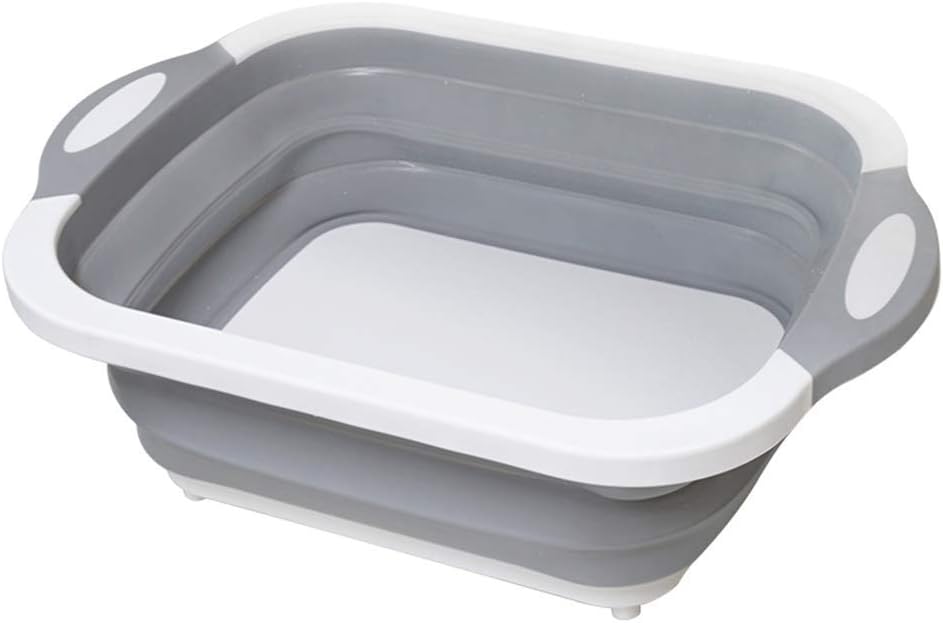 AoJuy Multifunction Collapsible Cutting Board Drain Basket Vegetable Basin Portable Tub
