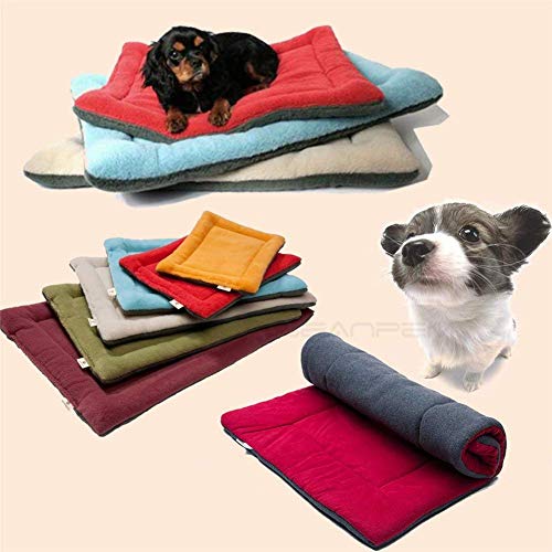 seaNpem Pet Dog Crate Mat & Nap Pad, Soft Warm Sleeping Mat, Pet Sleep Bed Cushion, Puppy Kitty Washable Nap Comfy Fleece Pet Matress Crate Bed for Pet House Floors Kennels Cage Crate Bed (L, Beige)