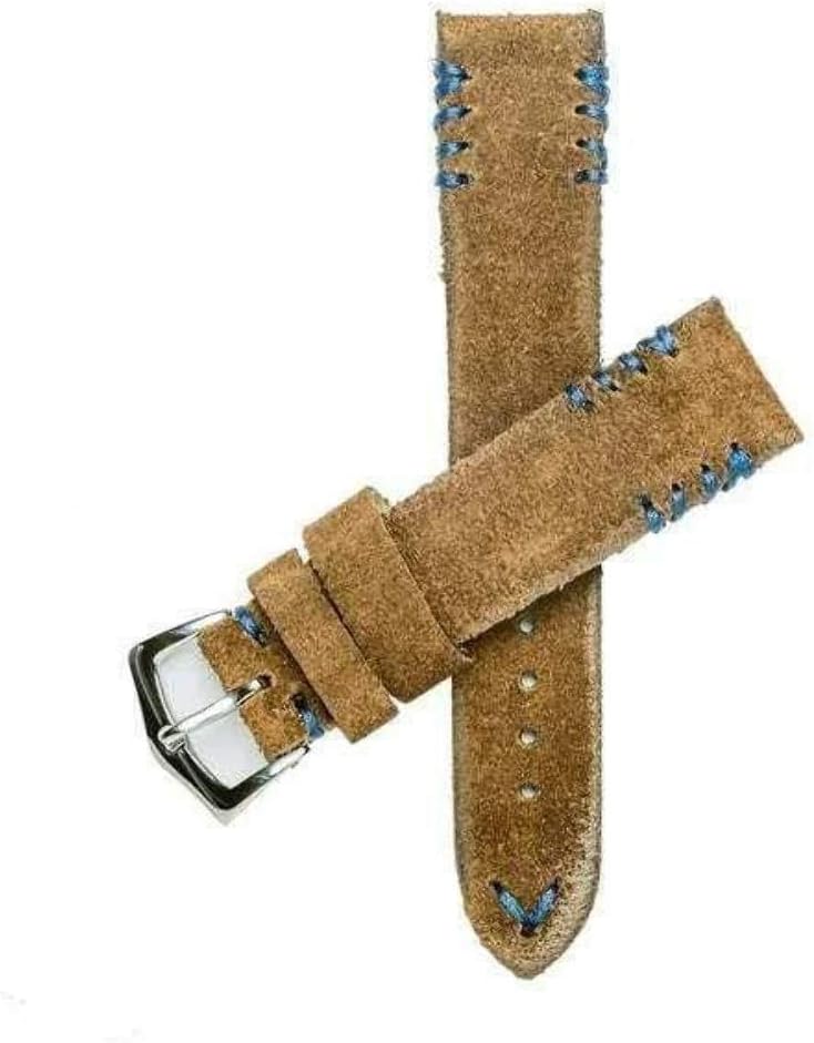 Brown Suede Vintage Watch Strap Blu Tribal Stitches