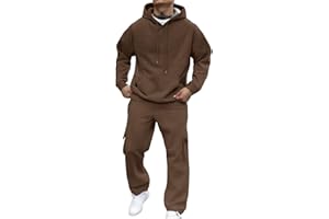 Bakgeerle Mens Sweatsuits 2 Piece Set Fleece Hoodies and Cargo Sweatpants Set Casual Athletic Tracksuits Winter Jogging Suit
