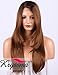 K’ryssma Long Natural Straight Ombre Synthetic Lace Front Wigs with Bangs, 2 Tones Dark Roots #4 to Brown #30 L Part Wig with Deep Side Parting Glueless Synthetic Wig for Women 20 inch (KMLM005)