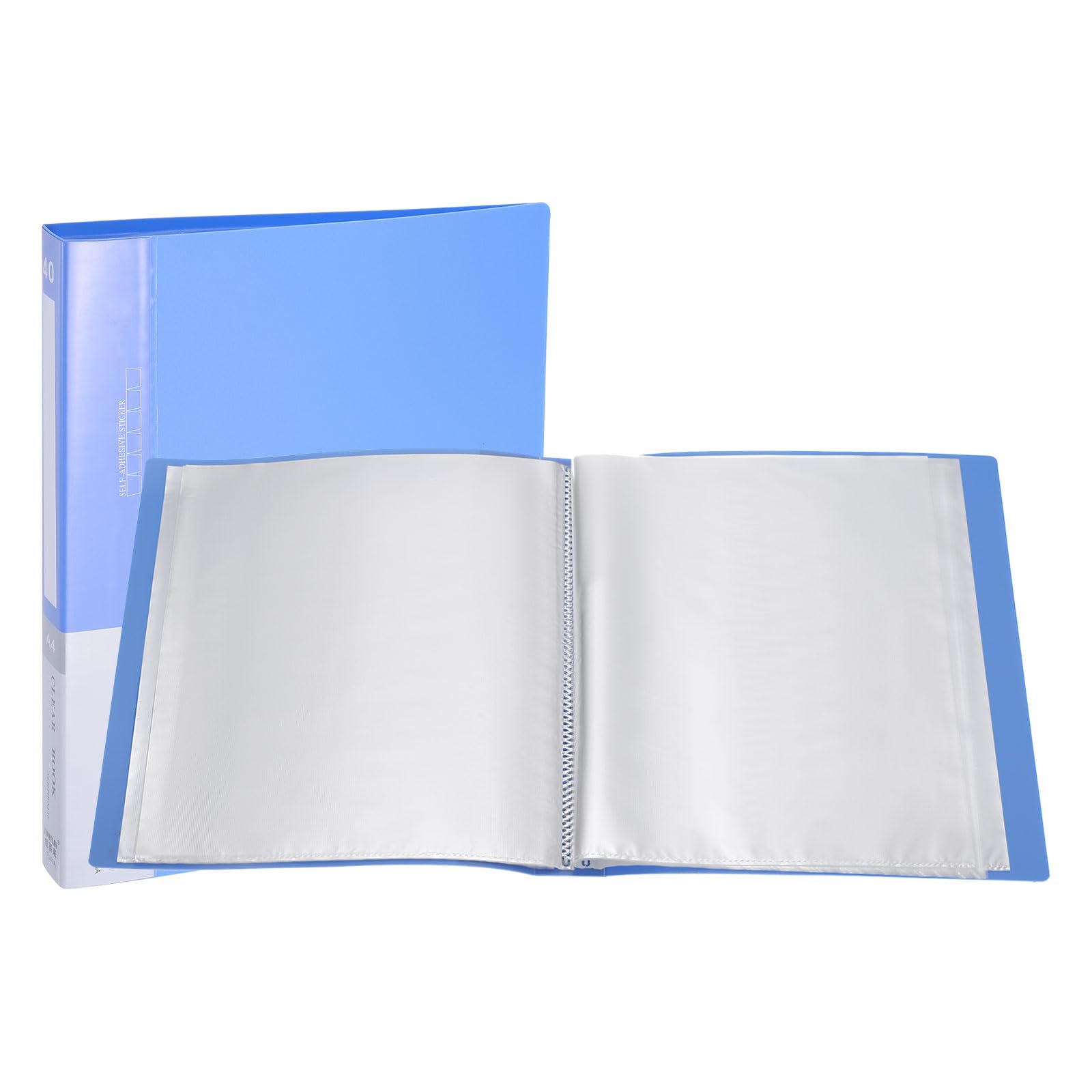 PATIKIL 8.5x11 Binders with Plastic Sleeve, 40 Pages A4 Presentation Book Portfolio Binder Folder with Clear Plastic Sheet Protector Sleeves for Artwork Document, Light Blue