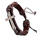 Susenstone®Cross Multilayer Leather Chain Charms Bracelet (Black)
