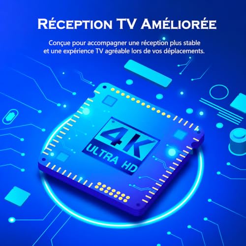 Amplified Motorhome TV Aerial - 360° Long Range Reception, TNT HD 4K DVB-T/T2, Outdoor TV Aerial for Camper Motorhome Caravan Weatherproof