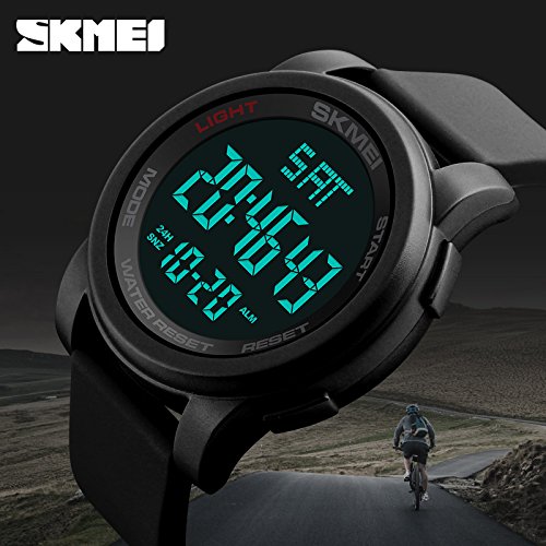 Relógio Digital Masculino Esportivo, Resistente à Água 50M, Display LCD Clara, Pulseira de Silicone Premium Macia, Multifuncional (Cronômetro/Alarme), Leve para Academia e Corrida Eletrônic