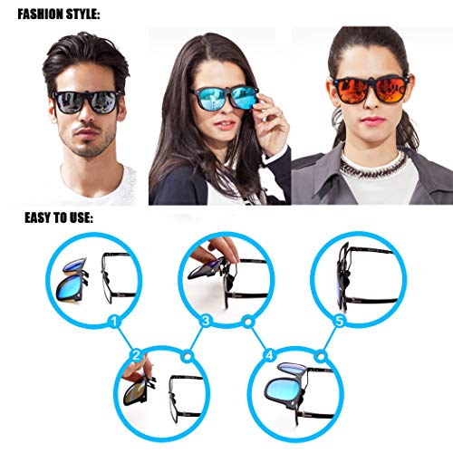 Polarized Clip on Sunglasses UV 400 Antiglare Flip Up Mirror