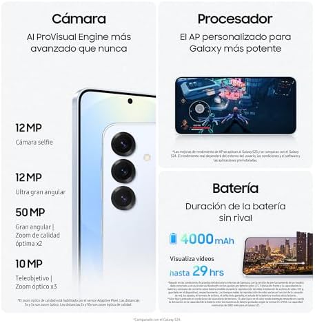 Samsung Galaxy S25 512GB AI Telemóvel, Galaxy AI, 12GB RAM, Câmara de 50MP, Dual SIM, IP68, Garantia do Fabricante 3 Anos + 1 Ano Extra, Cor Azul (Versão Espanhola)