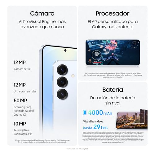 Galaxy S25 256GB Teléfono Móvil con IA, Galaxy AI, 12GB RAM, Cámara 50MP, Dual SIM, IP68, Garantía del Fabricante 3 Años + 1 Año Extra, Color Gris (Versión Española)