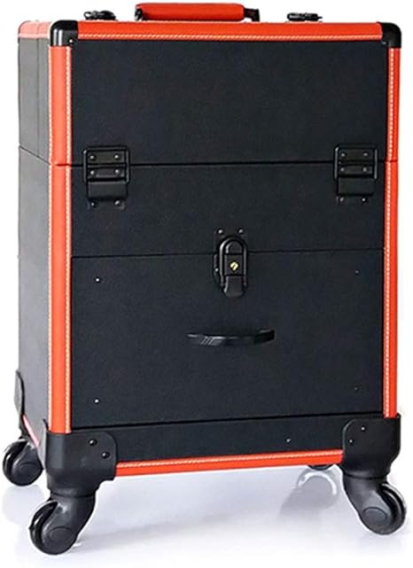 Ascase Aluminum Rolling Makeup Train Case Barber Trolley Luggage
