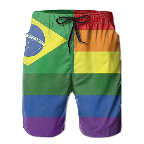 Rainbow Flag Brazil Men Summer Beach Boardshorts