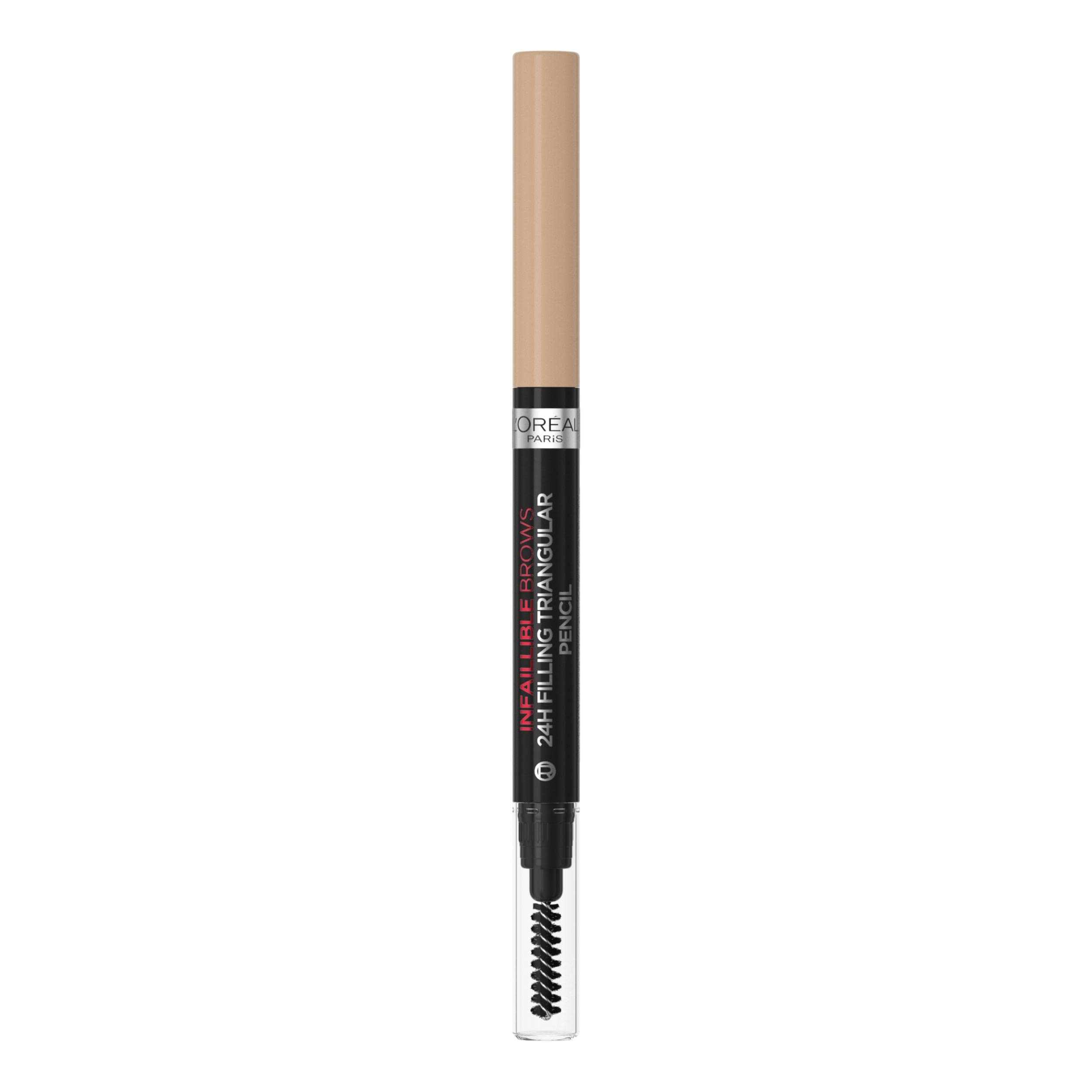 L'Oreal Paris Eyebrow Liner, Brow Filling Triangular Pencil, Natural Matte Finish, With Spoolie Brush, Up to 24H Wear, Defined Fuller Looking Brows, Infallible 24H, 7.0 Blonde