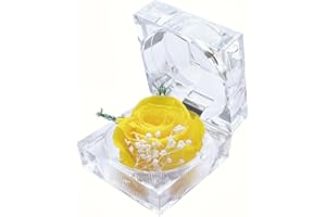 DoraMagic Preserved Rose Real Fresh Rose in Mini Clear Ring Box, Eternal Flower Rose Gifts for Women Mom Girlfriend Grandma, Mothers Day, Anniversary, Valentines, Christmas, Birthday (Yellow)