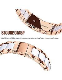 v moro accesorios moda correas de reloj de metal para Samsung Gear Sport Smartwatch sm r600, Dorado rosa+ blanco (Rose Gold+White)