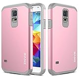 Galaxy S5 Mini Case, RANZ Grey with Pink Hard Impact Dual Layer Shockproof Bumper Case For Samsung Galaxy S5 Mini(SM-G800)