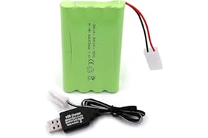 Gecoty 9.6V RC Battery, Tamiya Plug NiMH 2400mAh Rechargeable AA Battery Pack with Charge Cable for RC Car, RC Battle Tank, R
