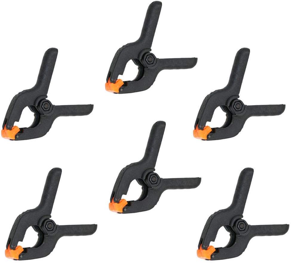 Pack of 6 Plastic Spring Grip Clamps 3 Inches Quick Grip Craft Wood Work Clamp, Black, 6 Pack 3 Inch