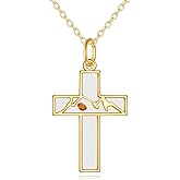 KECHO 14k Real Gold Cross Necklace for Women Dainty Solid Gold Christian Religious Pendant Jewelry Gifts for Her
