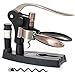 Wine Opener Set - Corkscrew, Foil Cutter, Vacuum Wine Stopper, Extra Spiral and Stand - Open a Bottle in 3 Steps