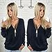 DDLBiz(TM) Autumn&Winter Womens Deep V Zipper Loose Pullover Blouse Tops (XL, Black)