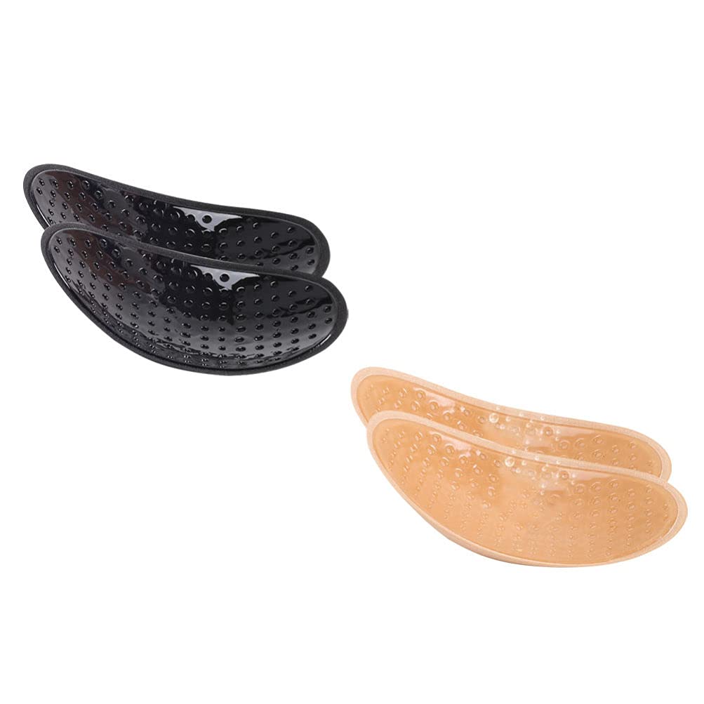 FOMIYES 2 Pairs Invisible Shoulder Pads Soft Silicone Shoulder Push- up Pads Anti- Slip Enhancer Shoulder Pads for Women Men Flesh Color/Black