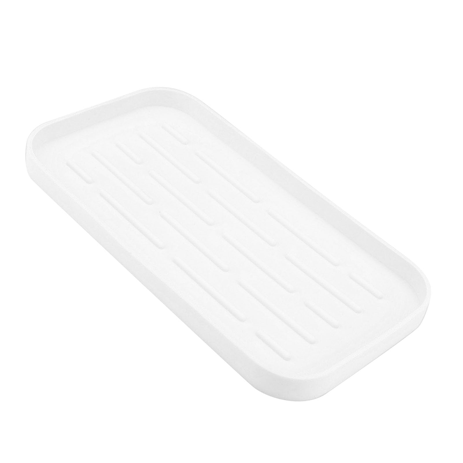 Mumusuki Silicone Dish Drying Mat with Raised Edges, Prevent Slip Drain Tray, Save Space, Keep Kitchen Organized (White)