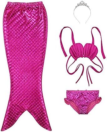 Aistore 4 Pcs Girl's Fish Tail Sea-Maid Tankini Marmaid Swimwear Swimsuit Costume