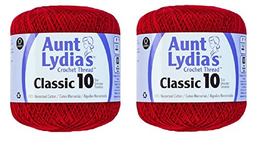 Aunt Lydia's Crochet Thread - Size 10 - Cardinal Red (2-Pack) - Thumbnail 3