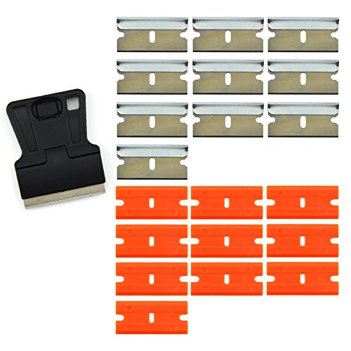 FOSHIO 1.5 Inch Mini Razor Blade Scraper with 10PCS Carbon Steel Razor