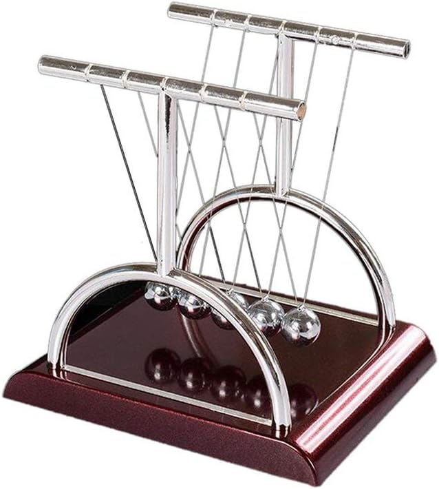Creative T-Shaped Newton Pendulum Ball Cradle Balance Balls Physics Pendulum (Silver) (M)