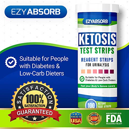 EzyAbsorb Ketone Strips - Perfect for Ketogenic Diet and Diabetics - Precise Ketone Measurement and Supports Ketone Adaptation, 100 Strips
