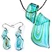 Ecloud ShopUS Blue Lampwork Glass Pendant Necklace Earrings FASHION