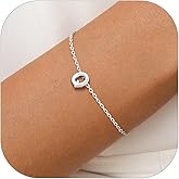 Silvora S925 Sterling Silver Initial Letter Bracelet - A to Z, 6.3" + 2" Adjustable Personalized 26 Alphabet Jewelry Initial Bracelet for Women