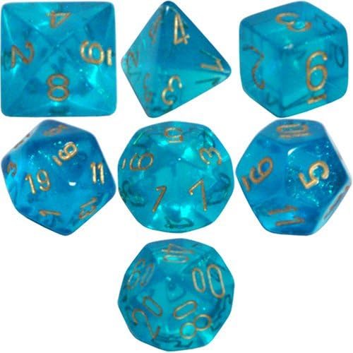 Polyhedral 7-Die Borealis Dice Set - Teal with Gold [Toy] by Polyhedral
