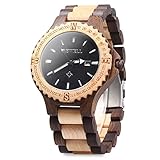 BEWELL ZS - W023A Men Wooden Bangle Quartz Watch with Calendar Display