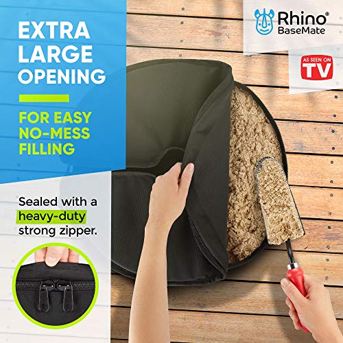 Rhino Round Umbrella Base Weight with Side Slot Opening, 18" ~ Fits Any Offset, Cantilever & Any Outdoor Patio Umbrella Stand ~ Easy Set up (Black)