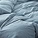 FACE TWO FACE Bedding Duvet Cover Set 3 Pieces 100% Washed Cotton Duvet Cover Linen Like Textured Breathable Durable Soft Comfy (King, Light Blue)