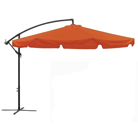 habeig Ampelschirm Ø 3,5m Schirm Sonnenschirm ca. 350cm Gartenschirm Volant Kurbel NEU (Terrakotta)