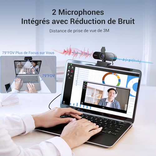N newline 4K Webcam PC with Mic & Metal Tripod, Full HD 1080p@60FPS, PDAF Autofocus, Clear Stereo Sound, Light Correction, USB Camera PC Gamer Video Conference Streaming