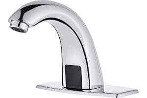 Luxice Touchless Bathroom Sink Faucet - Automatic Motion Sensor Faucet - Battery Opertated for Commercial Lavatory, Chrome