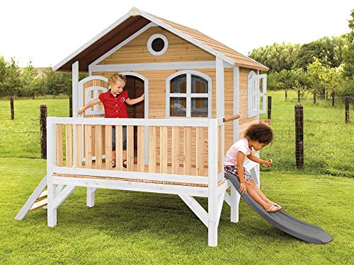 Beauty.Scouts Holzspielhaus Vegard mit Veranda + Leiter + Rutsche 212x349x233cm aus Holz in weiß braun aus Holz… – Bild 3