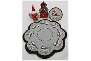 OVER THE RIVER FELT Cheerful Chickadees Penny Rug Kit Pre Washed Wool Applique Kit Bird Pattern