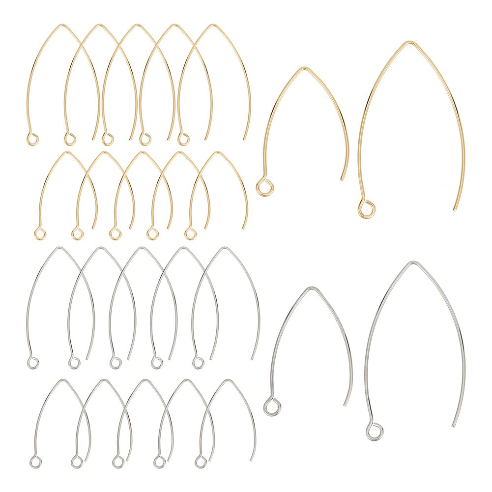UNICRAFTALE 80pcs 2 Sizes 2 Colors 304 Stainless Steel Earring Hooks French Earring Hooks Ear Wires Earring Findings Metal Earring Hooks With Pin 0.9mm for DIY Earring Jewelry Making