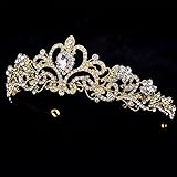 Sparkle Metal Jeweled Crystal Rhinestone Queen Crown Tiara Headband Bridal Pageant (Gold)