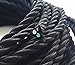 AIMFIELD 25 feet Black Twisted Cloth Covered Wire,3-Conductor 18-Gauge Antique Industrial Fabric Electrical Cord Cable,Vintage Style Lamp Cord strands