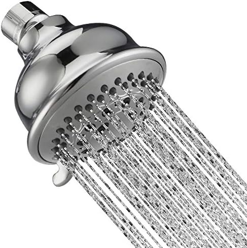 High Pressure Shower Head - 4″ Anti-leak Anti-clog 5 Function Chrome Showerhead - Body sprayer jet with Airmagic technology-Adjustable Metal Swivel Ball Joint with Filter