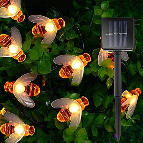 CUQOO Solar-Gartenlichter – Honigbienen-Lichterkette mit 30 LEDs, 180 cm, wasserdicht, für den Außenbereich, für… – Bild 3