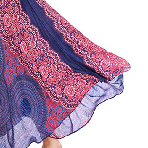 Viccki Women Long Hippie Bohemian Gypsy Boho Flowers Elastic Waist Floral Halter Skirt Purple - Thumbnail 7