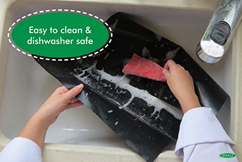 IDEALI Oven Protector Set: 2 Non-Stick Oven Liners + FREE 2 Oven Rack Guards| Quality BPA-Free, Easy 2 Clean & Dishwasher Safe| Top Liner Kit For Electric, Gas, Grill, Microwave and Toaster Ovens. - Thumbnail 4