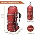 MOUNTAINTOP 70L+10L Internal Frame Backpack Hiking Backpack Backpacking Trekking Bag with Rain Cover-5805II (Red)